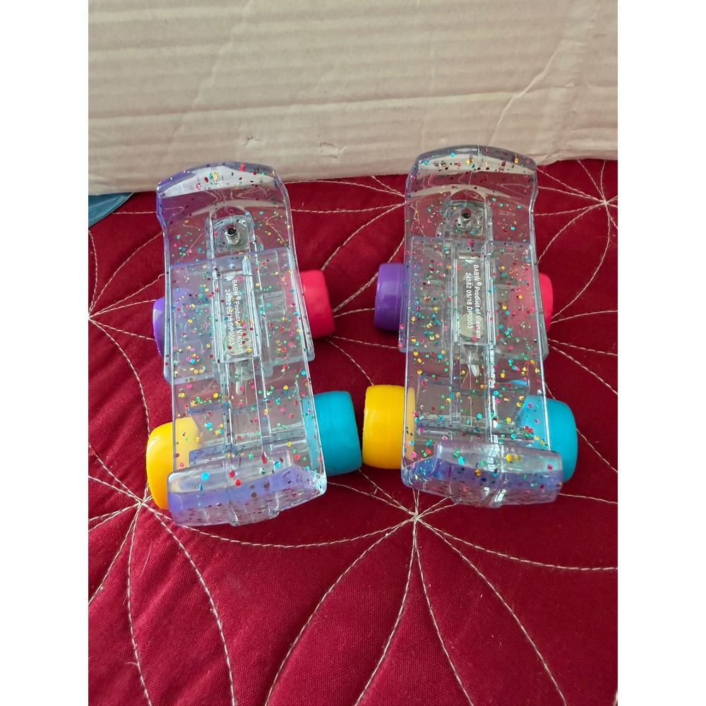 Build-A-Bear Workshop Clear Glitter‎ Roller Skates Multi Color Wheels 24582-0518